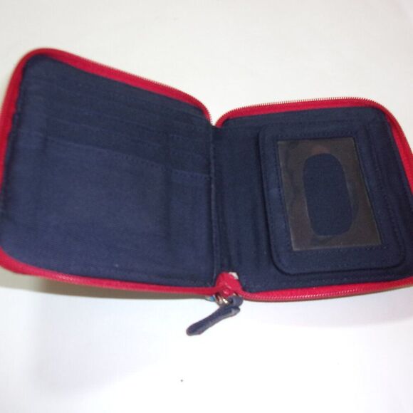 Vera Bradley Seaside Nautical Square Bi-Fold Wallet Red White Blue - Picture 3 of 5